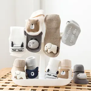 2024 Hoge Kwaliteit Pasgeboren Baby Schattige 3d Cartoon Gekamd Katoen Gebreide Vloer Anti Slip Peuters Baby Sokken Schoenen