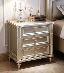 Premium Traditional Champagne Gold 3-<b>Drawer</b> Luxury Nightstand with Round Legs for Bedroom Storage - Product Image 5