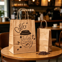 Sacs en papier kraft brun en gros avec impression personnalisée, sacs cadeaux en stock, sacs à emporter pour la restauration rapide, sacs de courses à poignée torsadée