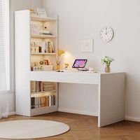 Bureau d'angle multifonctionnel soigneusement sélectionné avec bibliothèque intégrée, meuble de rangement pour étudiant, bureau à domicile en bois massif pour ordinateur
