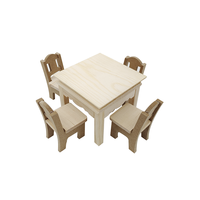 Maison de poupée de poche Art Déco carrée, ensemble de 5 pièces, mini modèle de jouet, table à manger, chaise, meubles miniatures en bois pour anniversaire