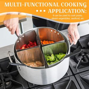 Stainless steel multi-compartment <b>pot</b> Strainer for <b>vegetables</b> and noodles Induction stove compatible - Product Image 3