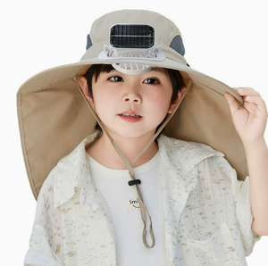 Summer Cooling Wide Brim Bucket Hat Sun Hat with <b>Fan</b> Beach Hat Garden Hat Solar - Product Image 4