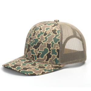 Topi Trucker 6 Panel <span class=keywords><strong>Camo</strong></span> hijau kustom Logo kustom kualitas tinggi - Product Image 1