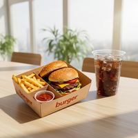 Cajas de Embalaje Biodegradables y Ecológicas de Papel Kraft Reciclado, Plegables, con Logotipo Personalizado Impreso, para Hamburguesas y Papas Fritas para Llevar