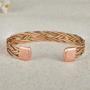 Nieuwe collectie driekleurige twist mode uitbreidbare magnetische massief koperen gezondheidsbalans therapie armbanden armband sieraden - Product Image 6