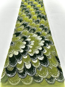 Thiết kế mới nhung Net ren sequin vải thêu đính cườm ren Net vải đính cườm ren vải với trình tự - Product Image 4