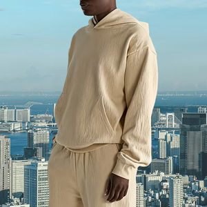 Sudadera con capucha recortada desgastada con logotipo personalizado ropa de calle de algodón de peso pesado para fabricación al por mayor de efecto de pulverización de impresión de hojaldre - Product Image 6