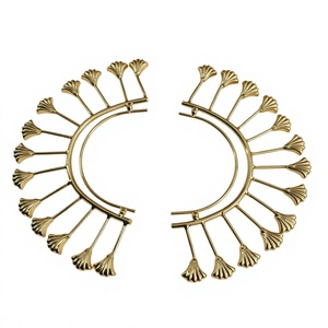 Gold Plated Brass Fashion <b>Cuff</b> <b>Earrings</b> Boho Fan Design Statement <b>Ear</b> Wrap for Women - Product Image 1