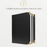 Carpeta de Archivo con Clip de Cuero PU Negro WFD A5/A6/A7, Cubiertas para Menús, Impresión Digital y UV de 6 Vistas, Hecho en India 41826