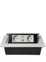Prise de table escamotable haut de gamme 16A à ouverture lente, blanche, norme UE, avec USB et Type-C intégrés, pour bureau