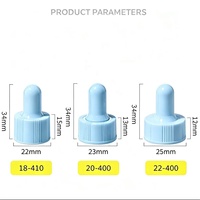 Capuchon compte-gouttes en plastique bleu clair avec pipette pour flacon d'huile essentielle avec pipette en verre 18-410 20-410 22-410