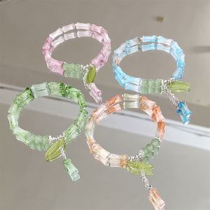 Pulsera de cuentas de bambú con cristales craquelados Fantasy Popcorn para mujer, joyería de cuentas de la amistad, pulseras de cristal elegantes para niñas - Product Image 5