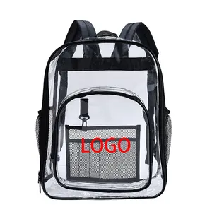 2023 Hot Selling benutzer definierte LOGO School Outdoor wasserdicht klar transparent transparent PVC-Rucksack klar Rucksack