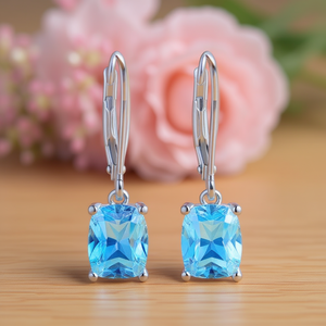 Pendientes Colgantes Rosados E4358 con Corte Esmeralda y Engaste de Garra, de Aleación, Joyería de Moda para Fiesta para Mujer - Product Image 2