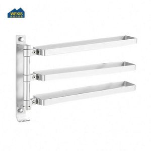 Porte-serviettes mural pliable et rotatif avec bras pivotants pour cuisine, salle de bain, appartement, salle de sport - Product Image 4
