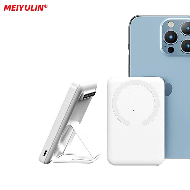 Magnetic Power Bank 10000mAh Wireless Battery Chargers PD 22.5W QC18W Powerbanks with Holder Built-in Phone Holder for Iphone