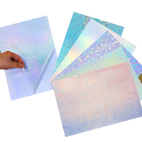 Film de plastification à froid holographique transparent résistant à l'eau, personnalisé, effet arc-en-ciel, doux, 8,5x11 A4, pour loisirs créatifs