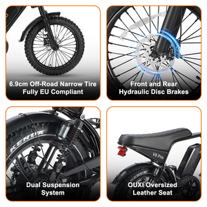 <span class=keywords><strong>Bicicleta</strong></span> Eléctrica Ouxi V8 Pro Max, 25 km/h, Frenos <span class=keywords><strong>de</strong></span> Disco, Neumáticos Todoterreno, IP45, Disponible en Negro o Marrón, Envío desde Almacén en Italia - Product Image 2