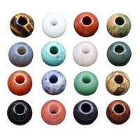 Perles rondes en pierre semi-précieuse en cristal naturel, grand trou, 16 mm x 5 mm, perles en vrac, accessoires en cristal d'agate pour bricolage