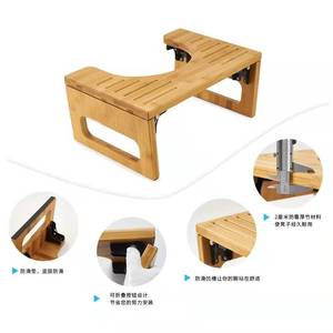 Repose-pieds pliable en bois 41,5x27,5x18cm, antidérapant, marchepied pour salle de bain et toilettes - Product Image 4