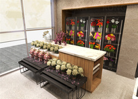 Étagère de présentation de fleurs personnalisée, idée de décoration de fleuriste, design créatif, mobilier de fleuriste mobile
