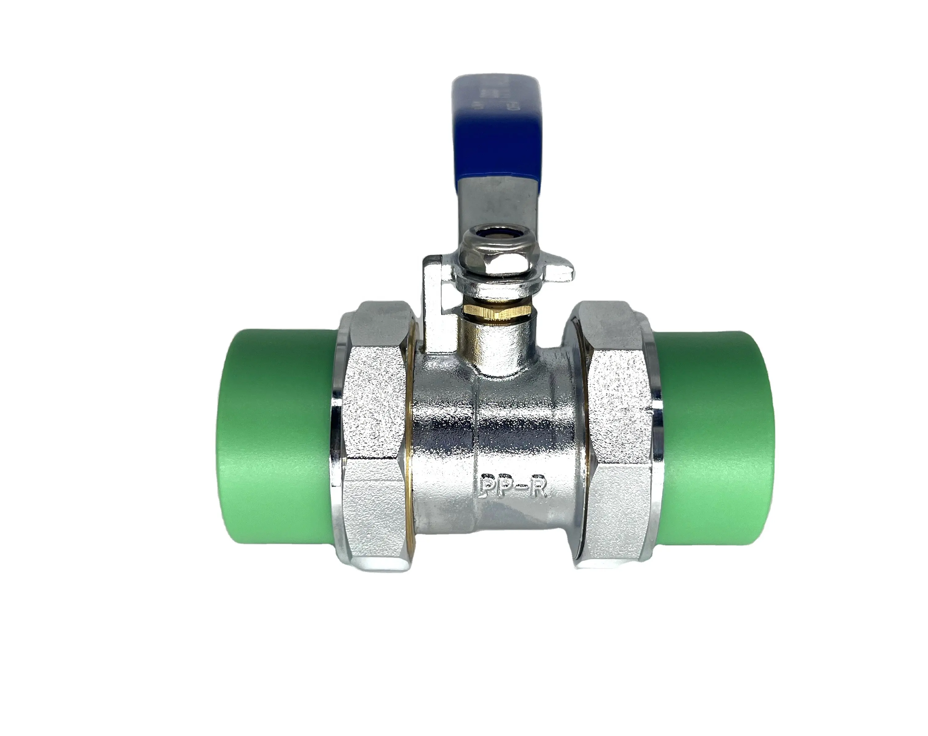 Высококачественный латунный PPR двойной шаровой клапан зеленого цвета PPR шаровой клапан с соединителем трубы PPR