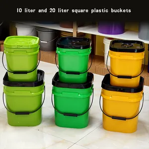 Plastic Bucket Manufacturer Food Grade Paint Packaging 10l 20l Square Plastic Bucket Manufacturer With Lids