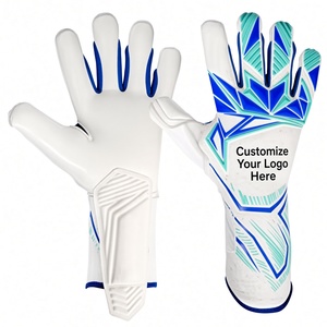 Gants de gardien de but blancs, bleus, verts, impression par sublimation, matière PU antidérapante, fermeture auto-agrippante unisexe - Product Image 1