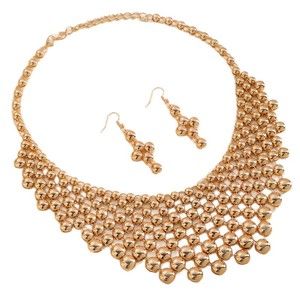두바이 24k 금 3피스 합금 웨딩 신부 패션 주얼리 액세서리 목걸이 귀걸이 팔찌 세트 - Product Image 5