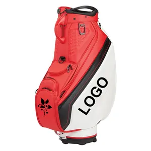 Borse per carrello con logo ricamato da golf in pelle PU rossa e bianca borsa da golf a 4 vie su misura per divisori