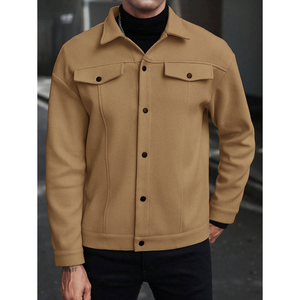 <span class=keywords><strong>Giacca</strong></span> Blouson Slim Monopetto da Uomo, Casual Primaverile Autunnale, Leggera in Peluche, Tinta Unita, con Tasche, Strato Base - Product Image 5