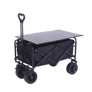 Chariot de camping et de pique-nique d'extérieur à quatre roues en acier inoxydable, avec rangement pour outils industriels et pour le shopping, à tirer à la main - Product Image 4