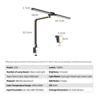 Lampe de bureau LED flexible pour la protection des yeux, lampe de table d'architecte pour la maison avec pince, éclairage intelligent pour double écran d'ordinateur