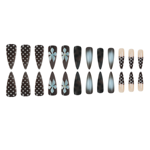 Vente en gros d'usine : <span class=keywords><strong>Faux</strong></span> <span class=keywords><strong>ongles</strong></span> longs à presser style stiletto, motif œil de chat marron, léopard, fleurs 3D et pois, Fournisseur OEM sous marque privée - Product Image 4
