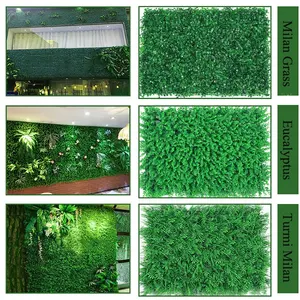 밀란 잔디 인공 잎 야외 녹색 벽 인공 단풍 식물 벽 패널 내구성 인공 벽 수직 정원