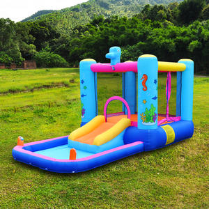 Château gonflable extérieur pour enfants avec petit toboggan lit sautant matelas de divertissement <span class=keywords><strong>garde</strong></span> du <span class=keywords><strong>corps</strong></span> lit d'air pour enfants - Product Image 1