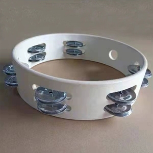 Wholesale White Painted Wooden Double Row Tambourine Plain Orff Percussion Instrument For Kids Performance - Product Image 3