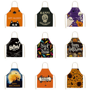 Delantal sin mangas con temática de Halloween, estampado de dibujos animados resistente al aceite para decoraciones de fiestas y cocina - Product Image 1
