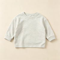 T-shirts décontractés à manches longues en coton tricoté à col rond rétro pour bébés et enfants (garçons et filles) Printemps-Automne