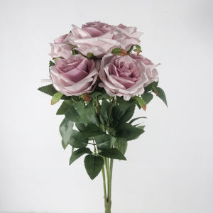Vente en gros de F-0001 roses artificielles rouges et blanches faites à la main sept têtes <span class=keywords><strong>neuf</strong></span> têtes dix têtes fleurs de Noël réalistes - Product Image 3