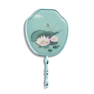 Green Color Chinese Style Unique Design Private Label <b>Compact</b> Handheld <b>Mirror</b> for Women - Product Image 1
