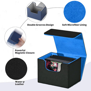 YY กล่องแม่เหล็กหนัง PU ความจุ100 + กล่องเก็บการ์ดแบบพกพาสำหรับนักสะสม - Product Image 6
