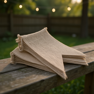 Banderas de yute con forma de cola de golondrina, 5,1 pulgadas x 6,9 pulgadas, decoración vintage para exteriores, para fiestas, bodas, toque rústico natural - Product Image 2