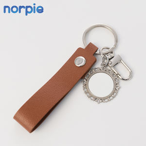 Porte-clés en cuir, cadeau <span class=keywords><strong>d</strong></span>'affaires, mode, sublimation vierge, photo, breloque en métal, porte-clés en cuir PU - Product Image 2