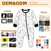 Romper Bayi Motif Labu Halloween Musim Gugur Bahan Bambu Lengan Panjang 0-3 Tahun Unisex Resleting Kerah Bulat Bodysuit Bayi