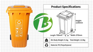 حاوية قمامة بلاستيكية بعجلات سعة 240 لترًا - Product Image 3