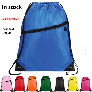 Custom Outdoor Sports Zipper Bag Fashionable Waterproof Polyester Drawstring Backpack with Earphone Hole for Gift