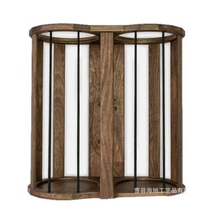 Panier de rangement pour ballons en bois massif, support pour ballons de basket-ball et de football avec poignées, forme circulaire, rangement soigné - Product Image 5