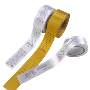 Étiquette de lavage recyclable rouleau <span class=keywords><strong>vierge</strong></span> bord tissé en satin gros rouleau d'étiquettes de composition en satin blanc pour vêtement - Product Image 4